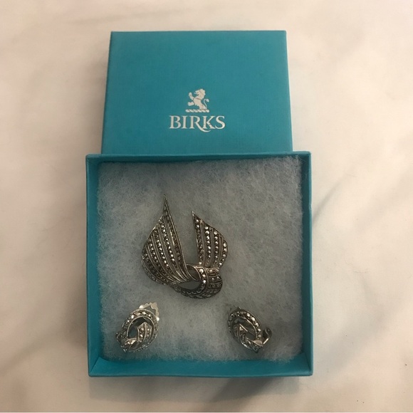 Birks Set brooch and clip on earrings 1930's - Picture 4 of 12
